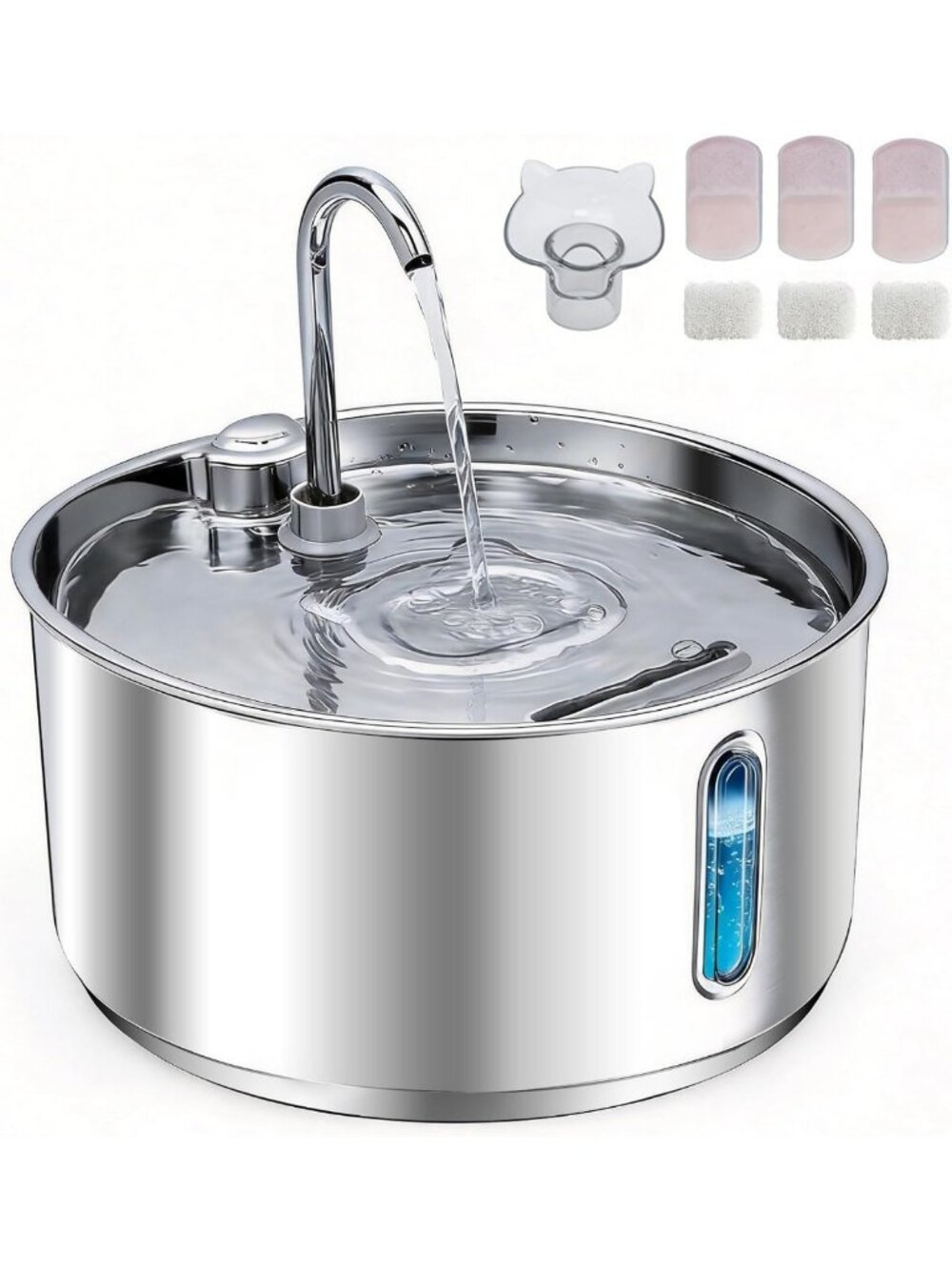 Automatic Stainless Steel Cat Water Fountain - 135oz Pet Dispenser with Filters